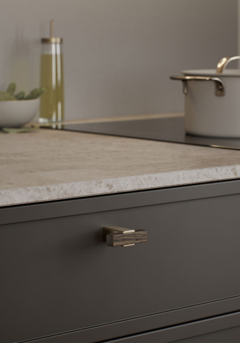 Segment Knob—Dark Brown/Brushed brass